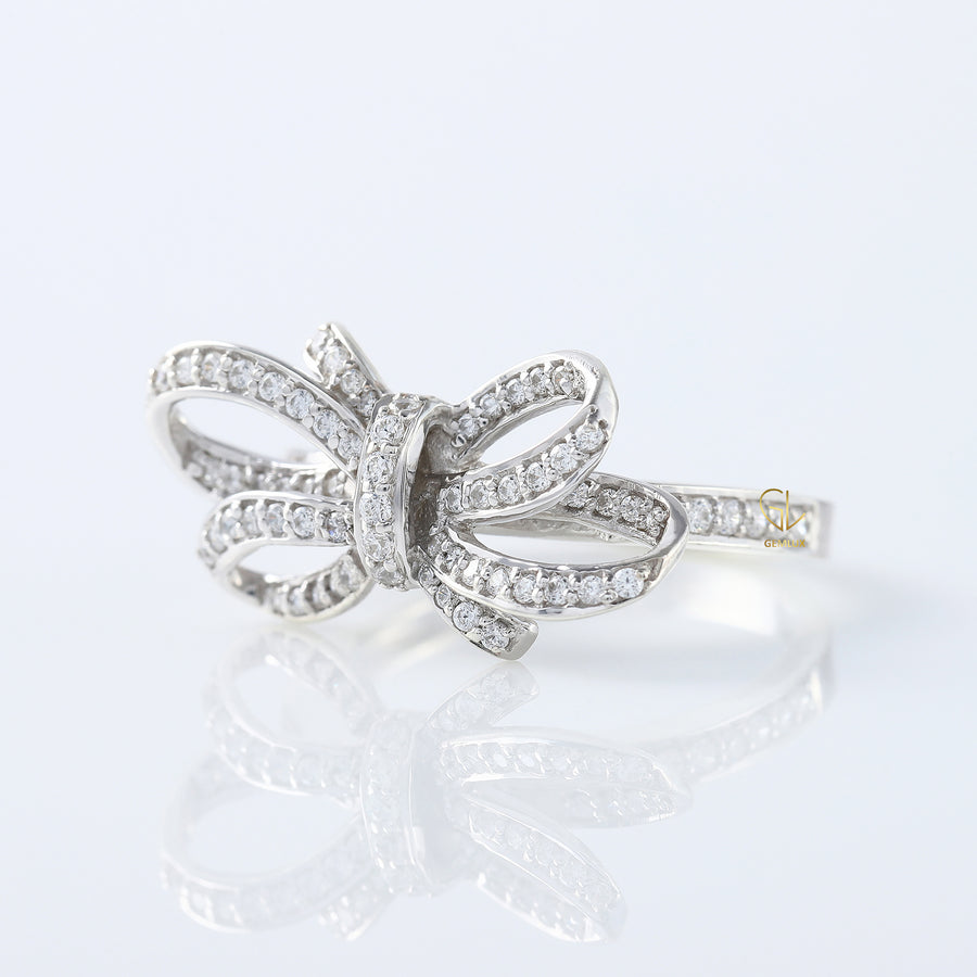 Round Cut Lab Grown Bow Knot Engagement Ring