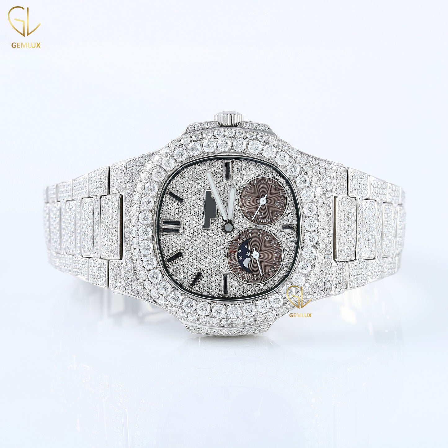 Chronograph Iced Out D VVS Lab Grown Diamond Watch For Men