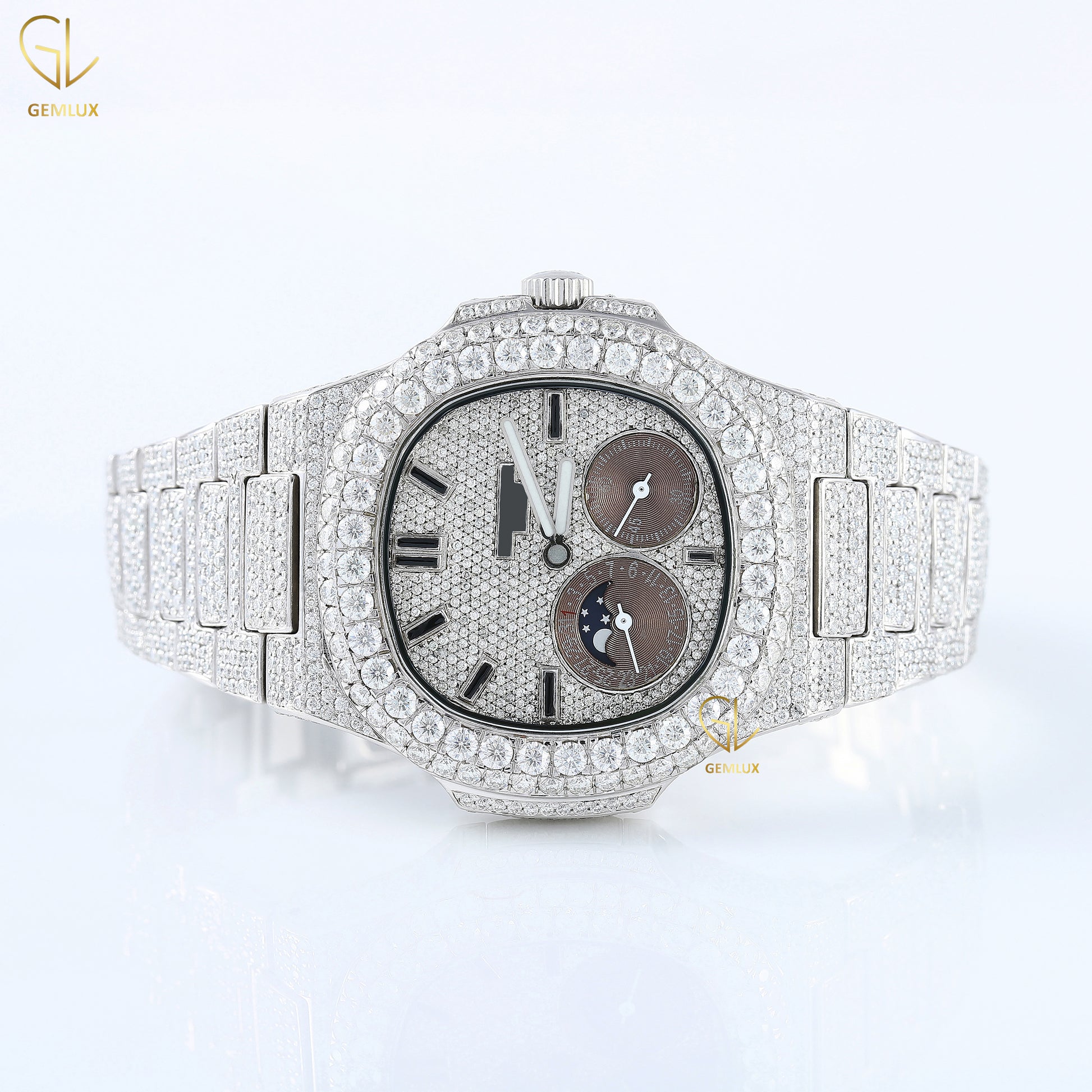 Chronograph Iced Out D VVS Lab Grown Diamond Watch For Men