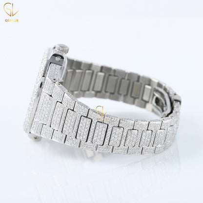 Chronograph Iced Out D VVS Lab Grown Diamond Watch For Men
