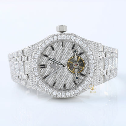 Automatic Movement Round Bezel Fully Iced Out Diamond Watch 