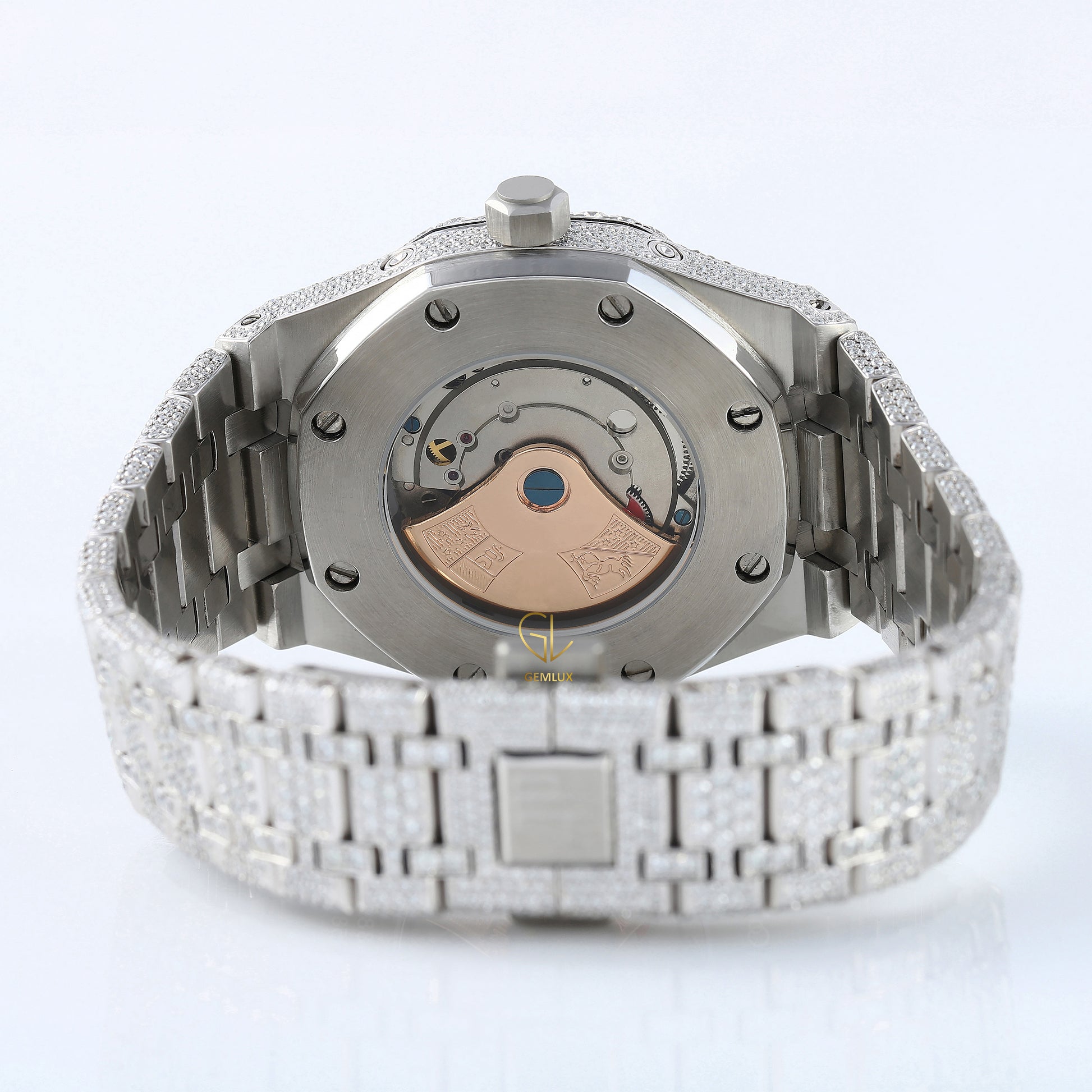 Automatic Movement Round Bezel Fully Iced Out Diamond Watch 