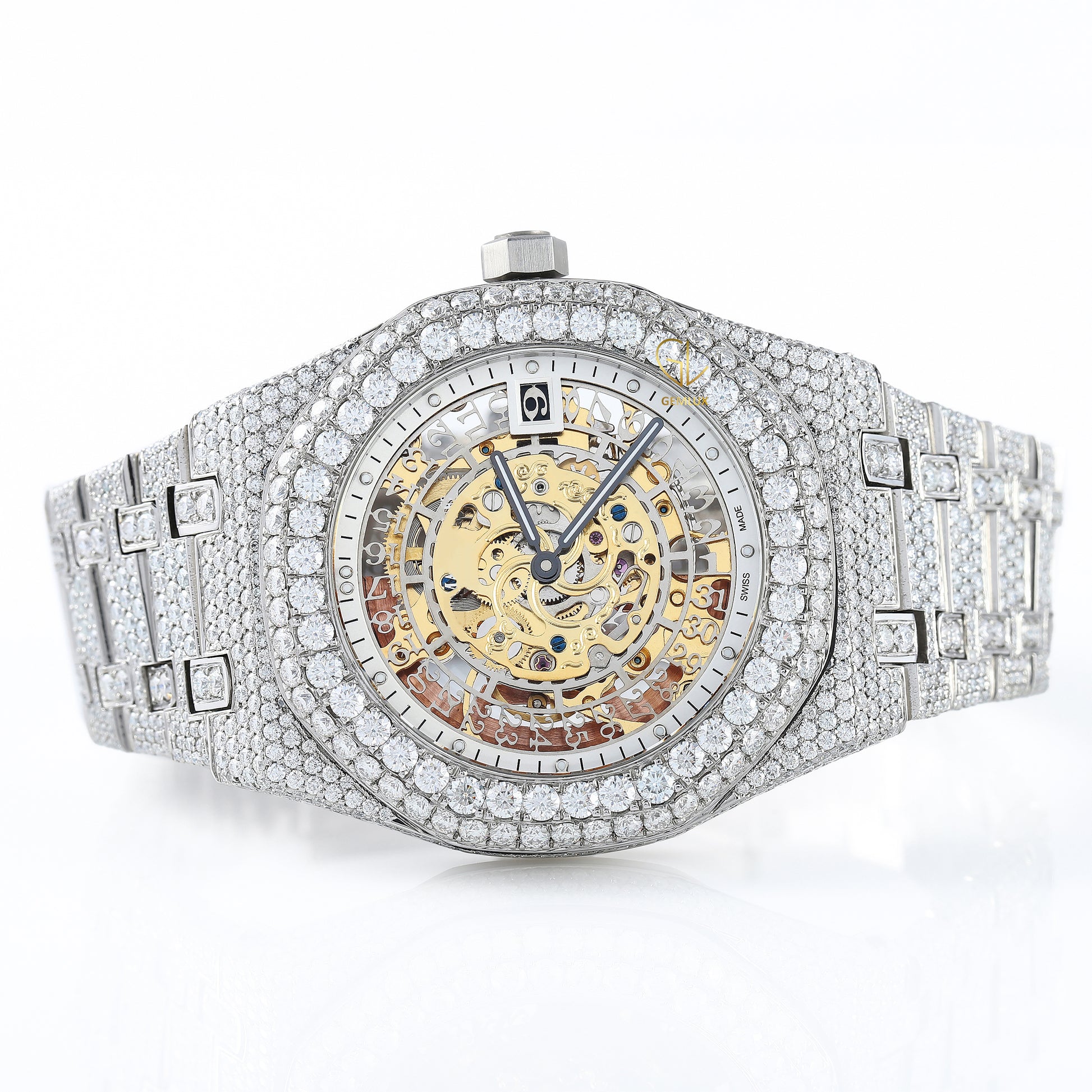 Skelton Dial Iced Out VVS Moissanite Hip Hop Watch
