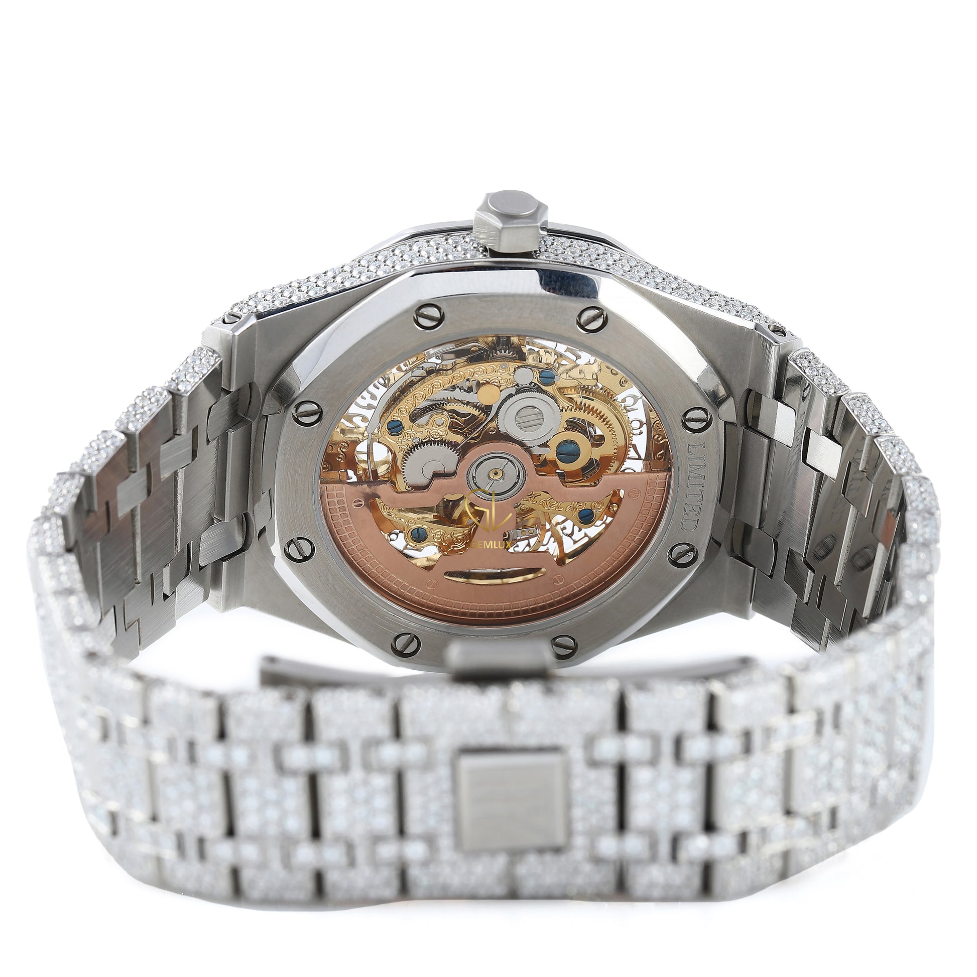Skelton Dial Iced Out VVS Moissanite Hip Hop Watch