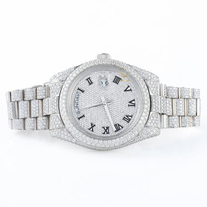 Roman Dial Iced Out D VVS Moissanite Watch