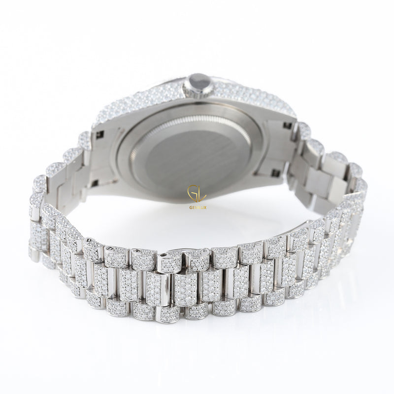 Roman Dial Iced Out D VVS Moissanite Watch