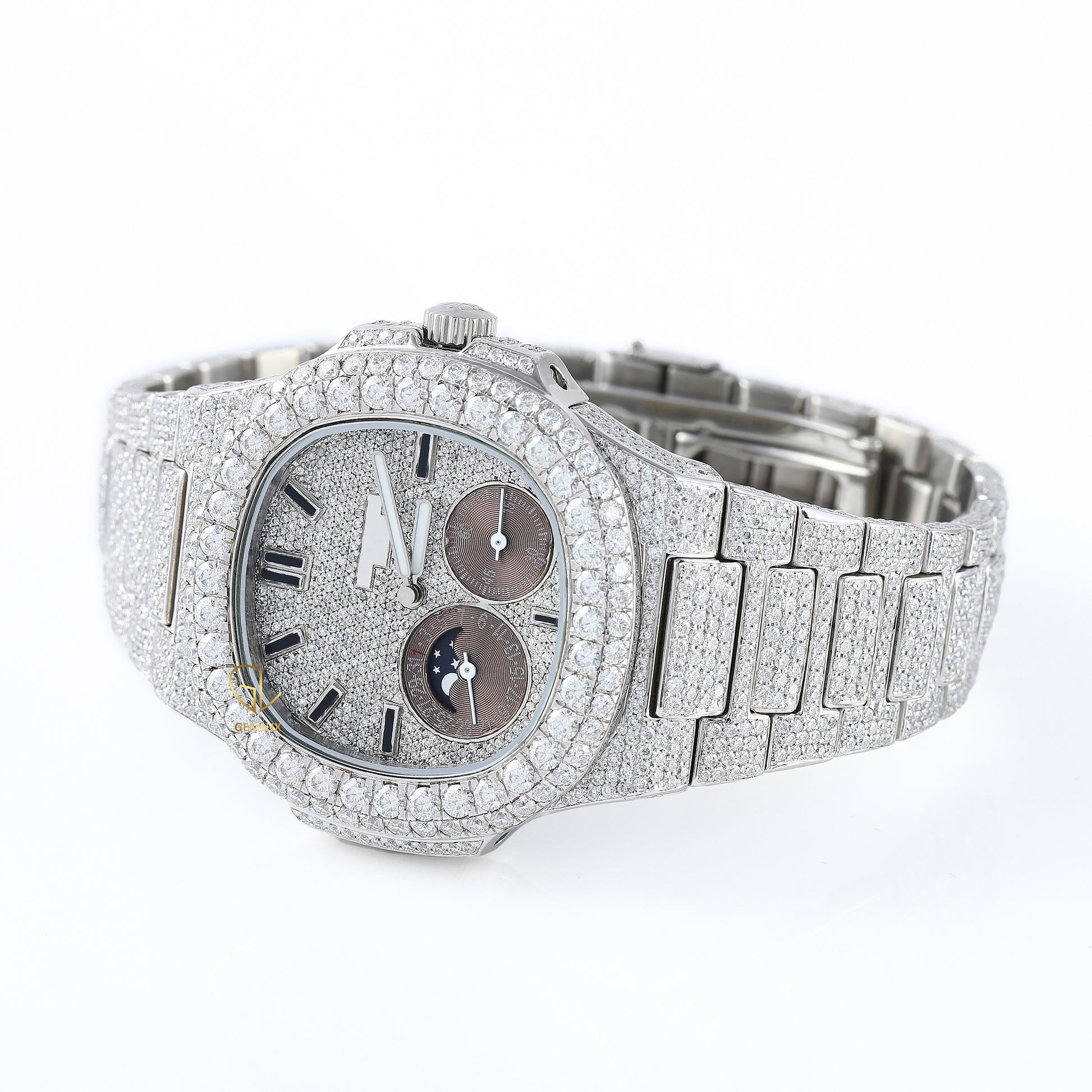 Chronograph Iced Out Moissanite Diamond Hip Hop Watch
