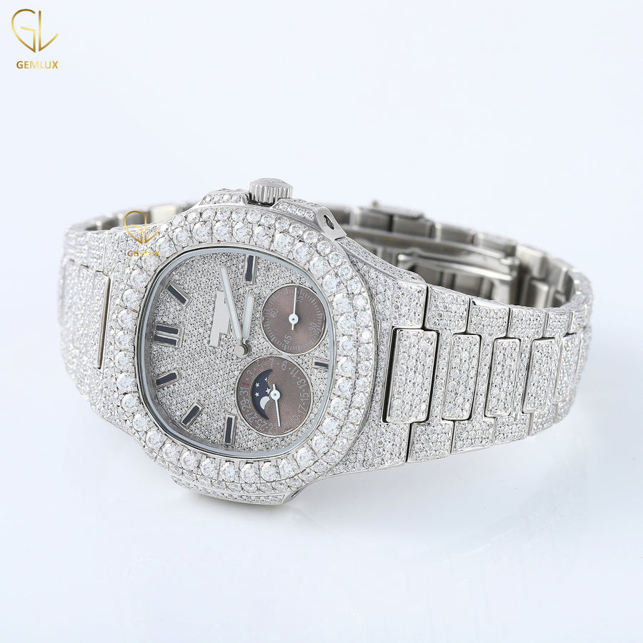 Chronograph Iced Out Lab Grown Diamond Watch For Men