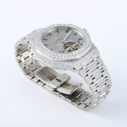 Automatic Movement Round Bezel Fully Iced Out Diamond Watch 