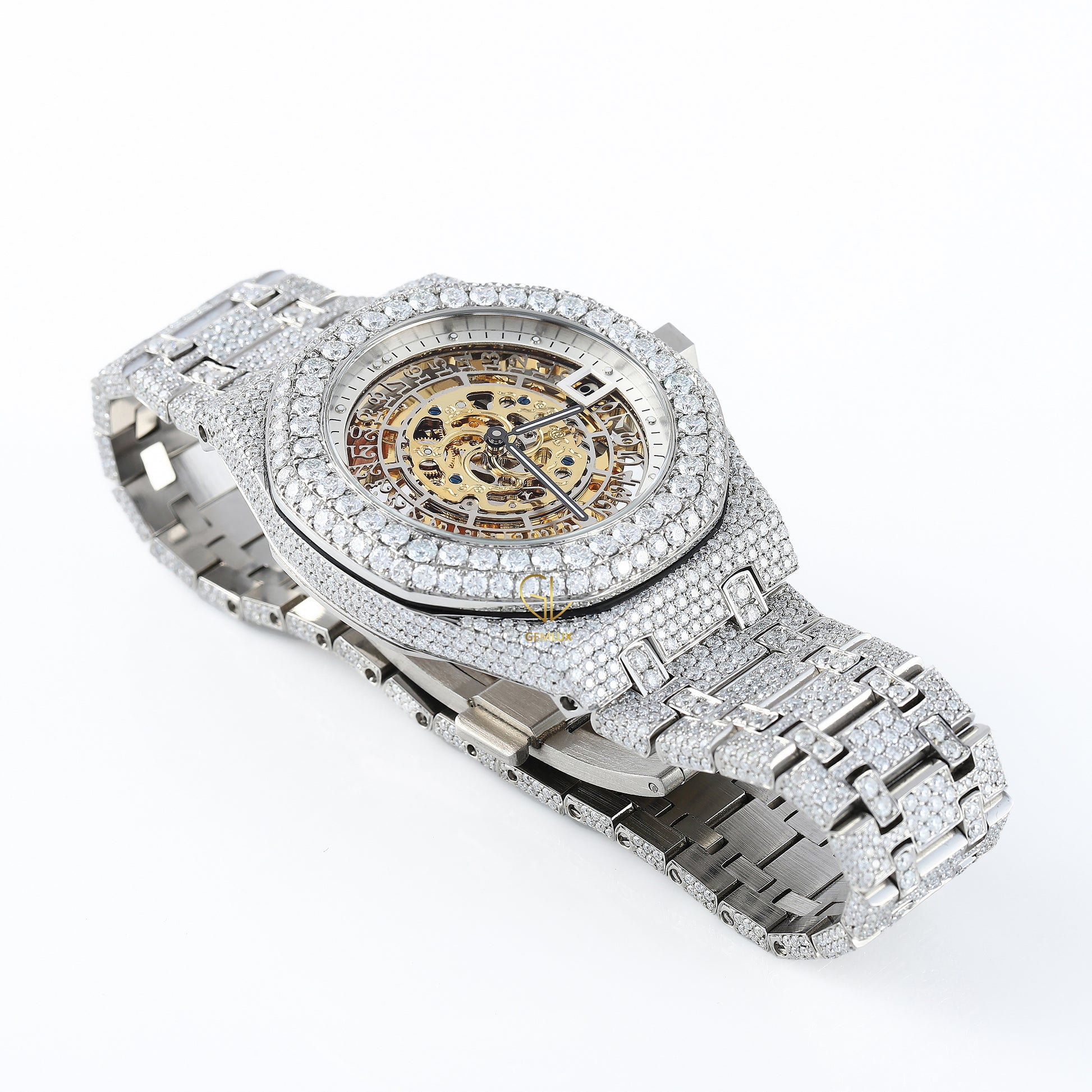 Skelton Dial Iced Out VVS Moissanite Hip Hop Watch
