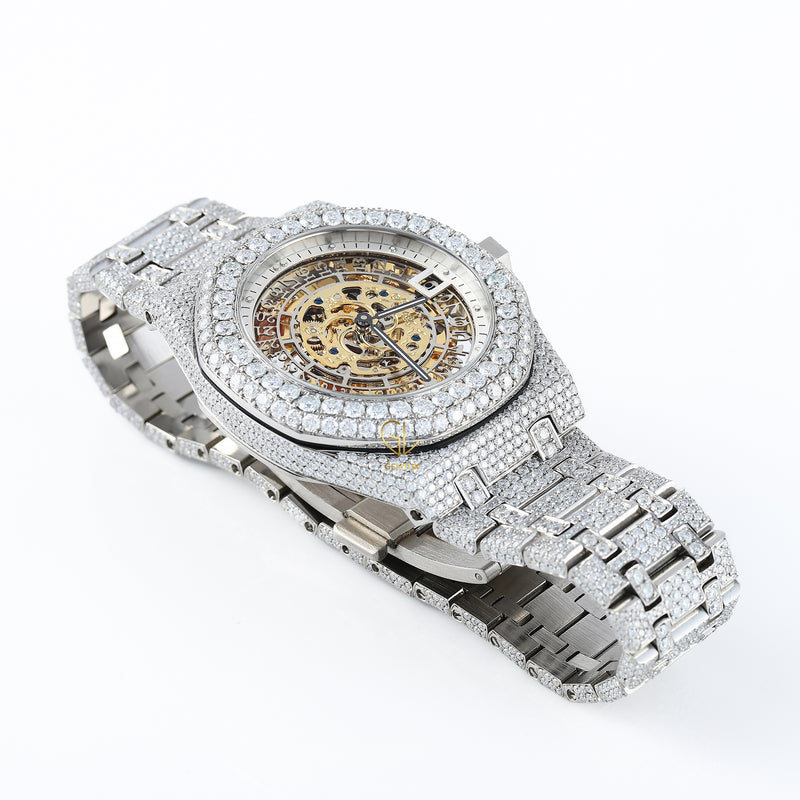 Skelton Dial Iced Out VVS Moissanite Hip Hop Watch