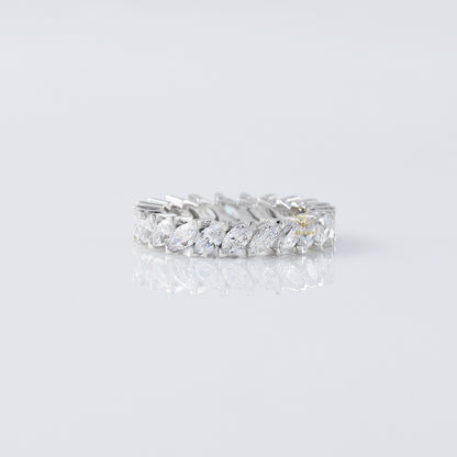 Expandable Slanted Marquise Cut Moissanite Eternity Wedding Band