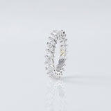 Expandable Slanted Marquise Cut Moissanite Eternity Wedding Band