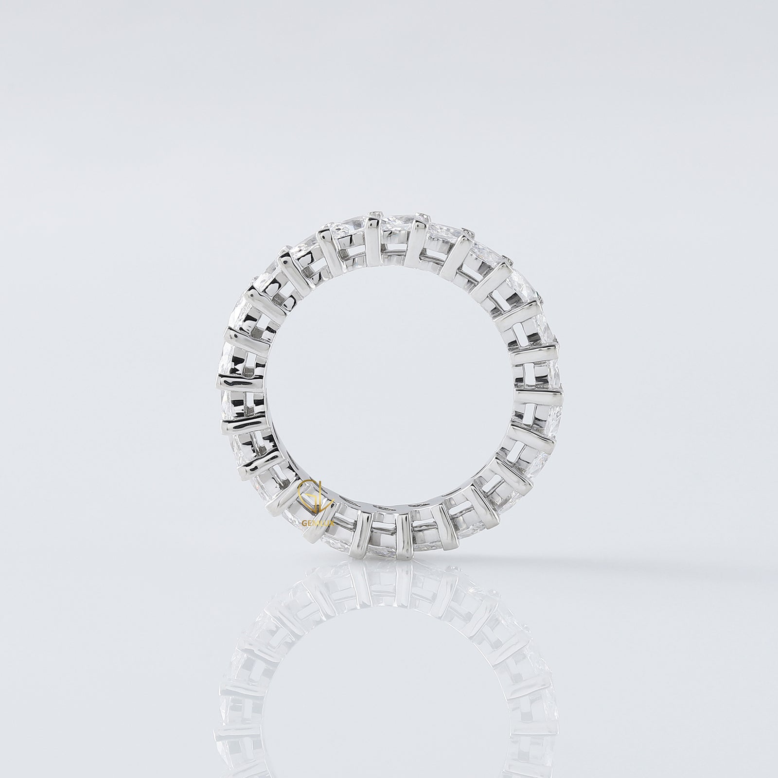 Expandable Slanted Marquise Cut Moissanite Eternity Wedding Band