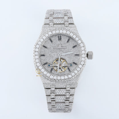 Automatic Movement Round Bezel Fully Iced Out Diamond Watch 