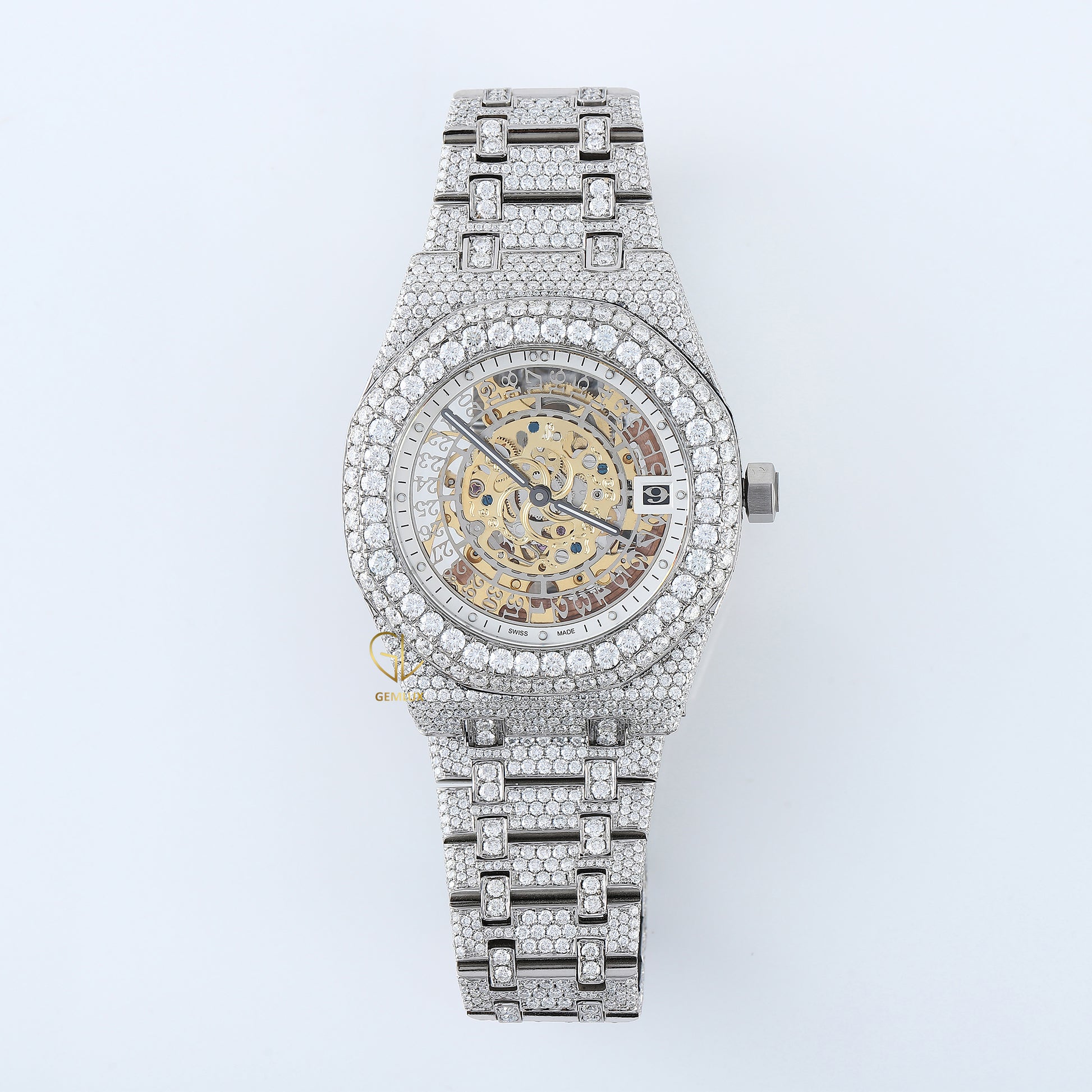 Iced Out VVS Moissanite Round Case Branded Hip Hop Watch For Men 