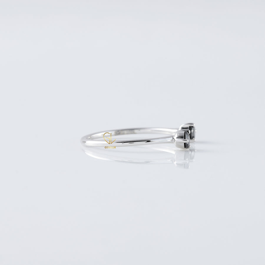 Black Round Moissanite Open Cuff Ring