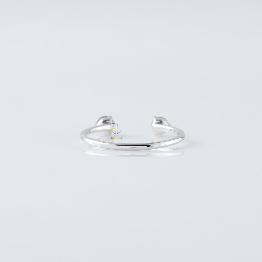 Black Round Moissanite Open Cuff Ring