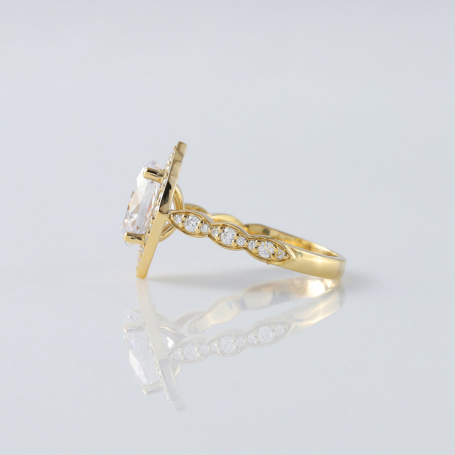 2.5 CT Oval Moissanite Halo Vintage Ring