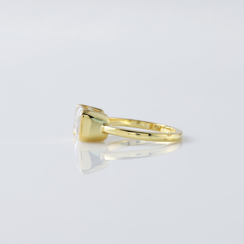 Emerald Cut Moissanite Solitaire East West Ring
