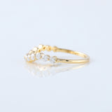 Round Cut Moissanite Diamond Curved Wedding Band
