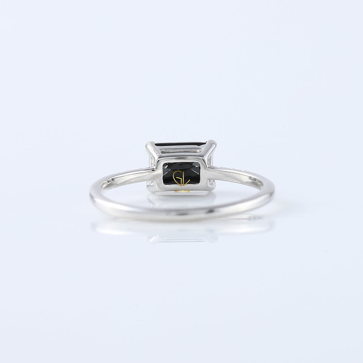 East to West 1.5 Ct Radiant Cut Moissanite Solitaire With Accent Ring