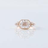Art Deco East to West Emerald Cut Moissanite Diamond Engagement Ring
