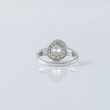 Art Deco Split Shank Round Cut Moissanite Diamond Halo Engagement Ring