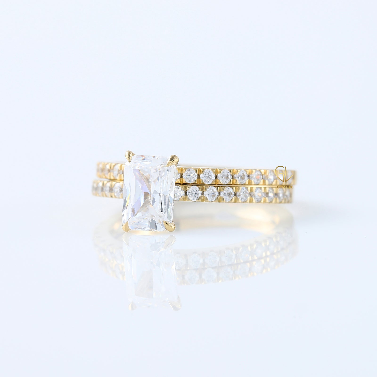 Radiant Cut Lab Grown Diamond Ring Set