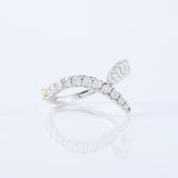 Curved V Shape Round Cut Moissanite Wedding Ring