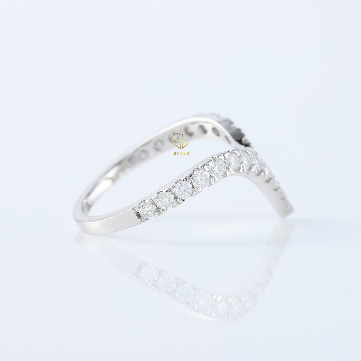Art Deco V Shape Round Cut Lab Grown Diamond Matching Ring