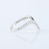 Curved V Shape Round Cut Moissanite Wedding Ring