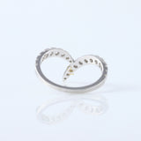 Curved V Shape Round Cut Moissanite Wedding Ring