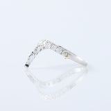 Curved V Shape Round Cut Moissanite Wedding Ring