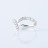 Curved V Shape Round Cut Moissanite Wedding Ring