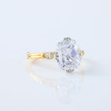 Fish Tail Prong Three Stone Elongated Cushion Cut Moissanite Ring
