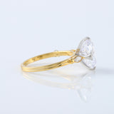 Fish Tail Prong Three Stone Elongated Cushion Cut Moissanite Ring