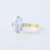Fish Tail Prong Three Stone Elongated Cushion Cut Moissanite Ring