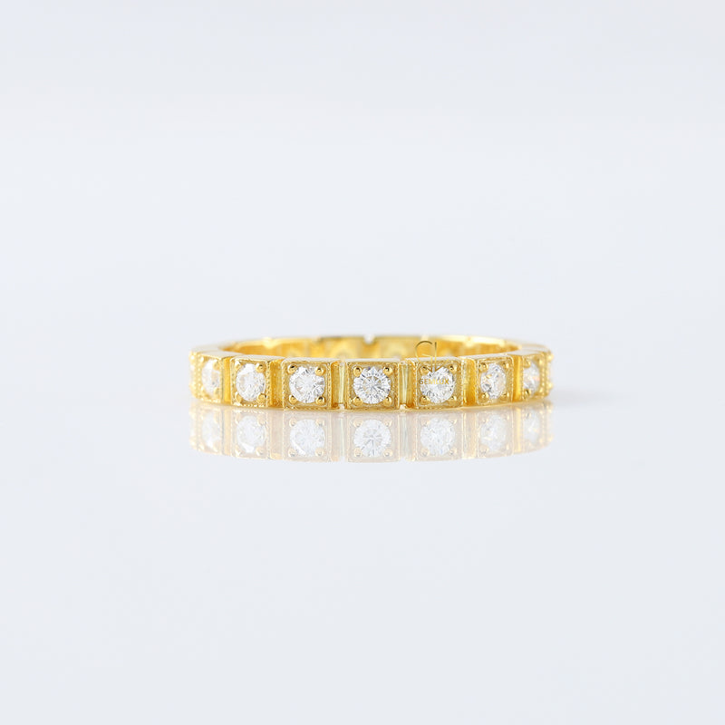 Art Deco Round Cut Moissanite Eternity Wedding Band