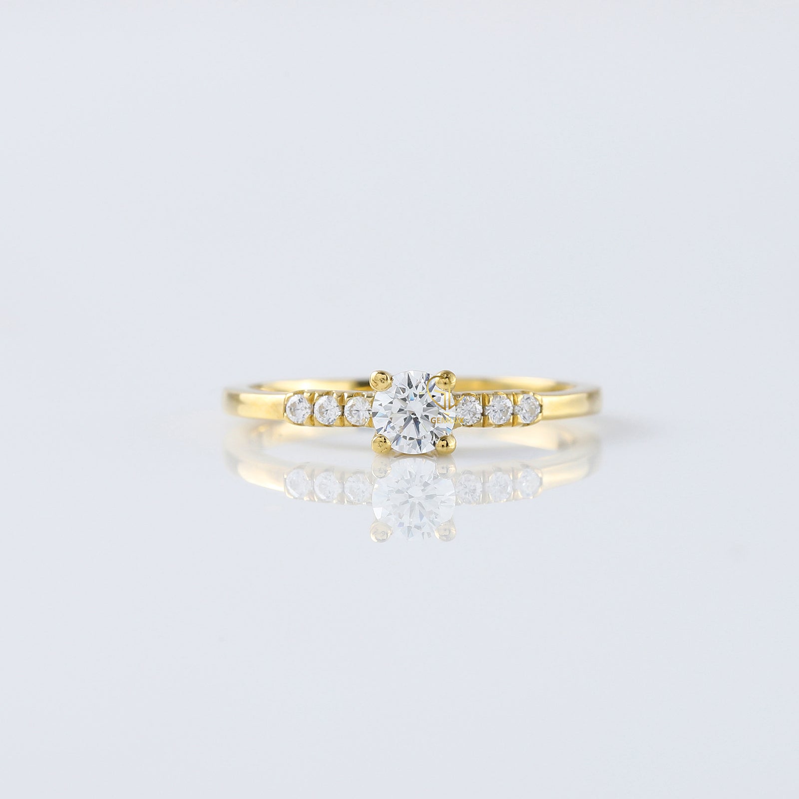 Delicate Seven Stone Moissanite Diamond Engagement Ring
