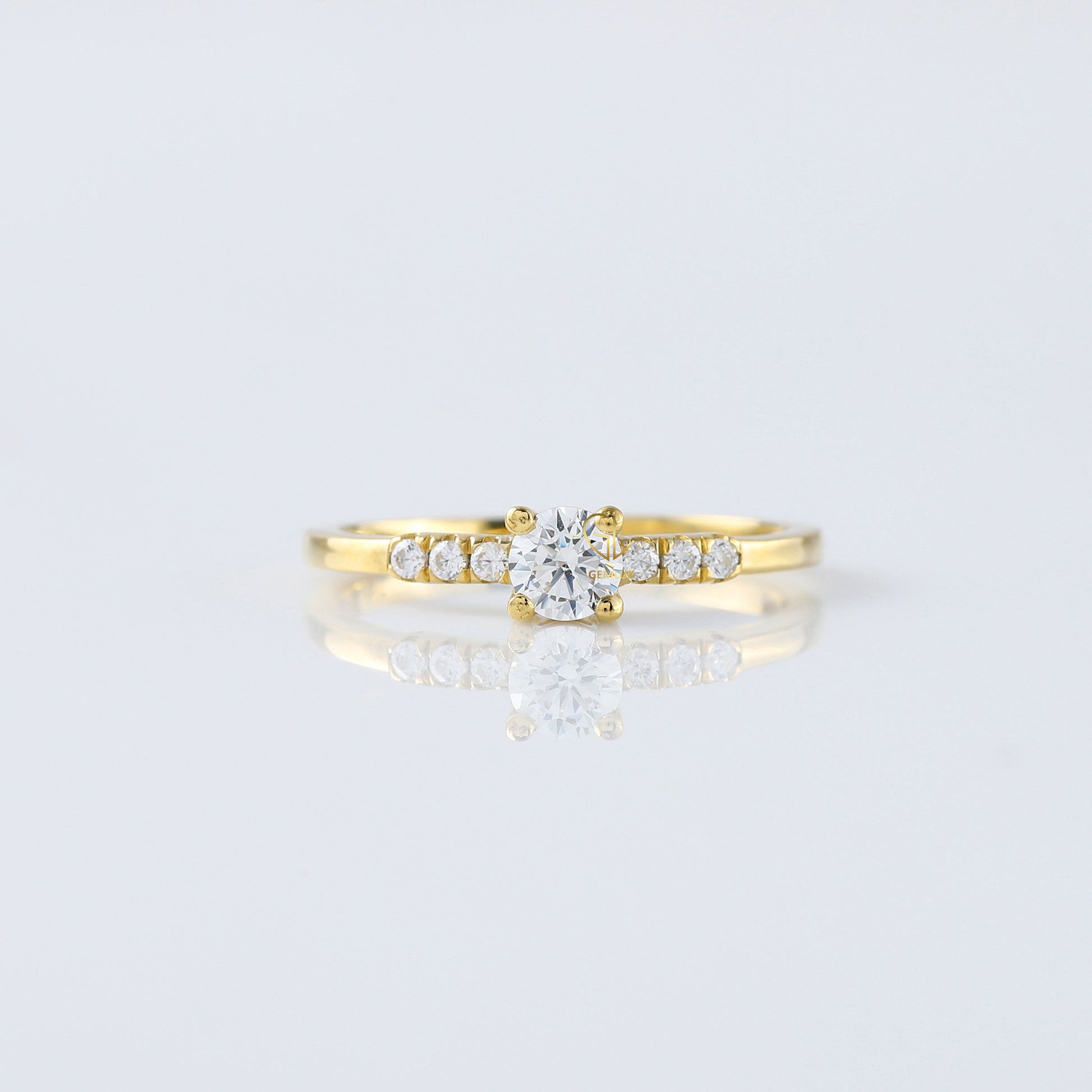 Delicate Seven Stone Moissanite Diamond Engagement Ring