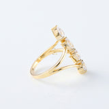 Swirl Bypass Fancy Cut Moissanite Four Stone Engagement Ring