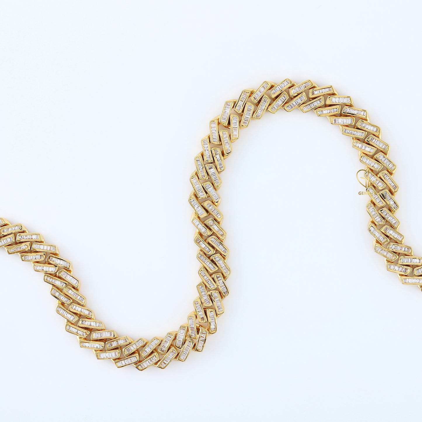 925 Silver Baguette Cuban Link Hip Hop Chain