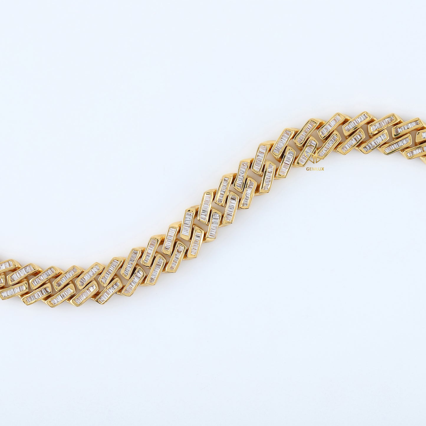 925 Silver Baguette Cuban Link Hip Hop Chain