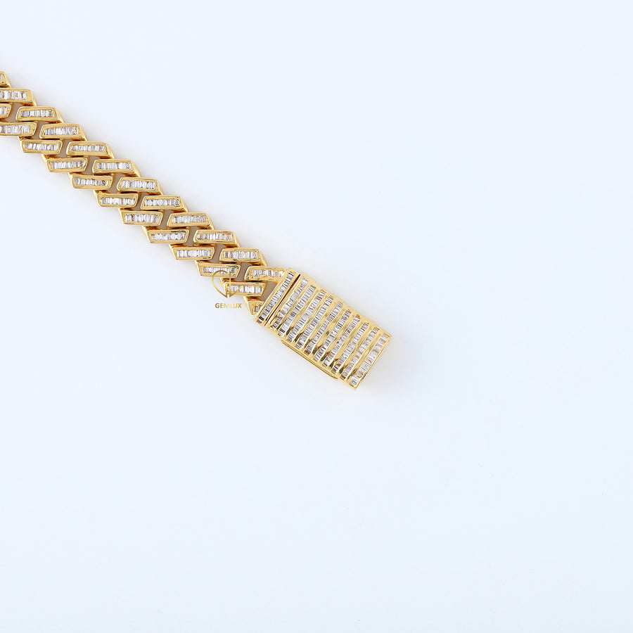 925 Silver Baguette Cuban Link Hip Hop Chain