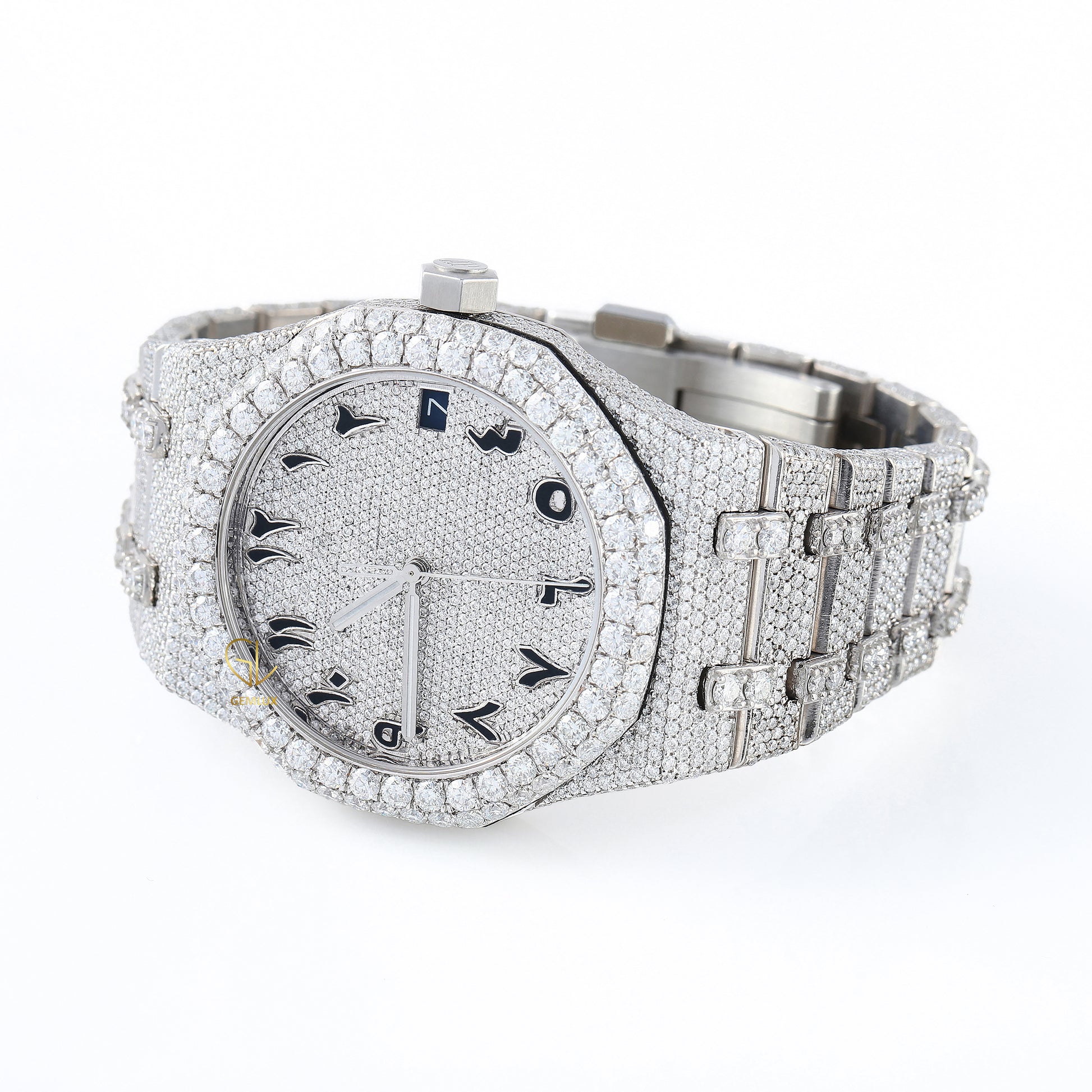 Pass Diamond Tester Arabic Dial Iced Out Moissanite Watch