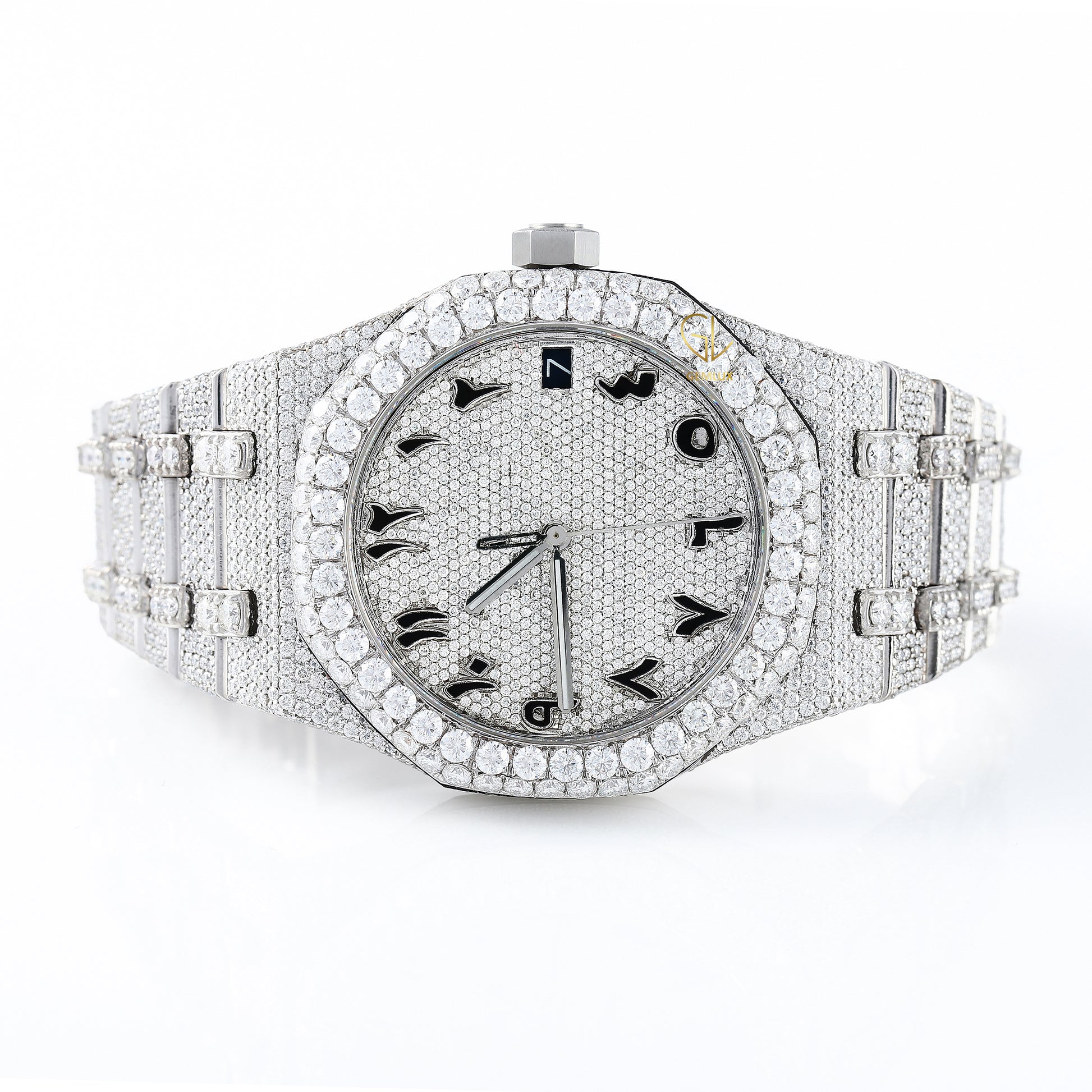 Pass Diamond Tester Arabic Dial Iced Out Moissanite Watch