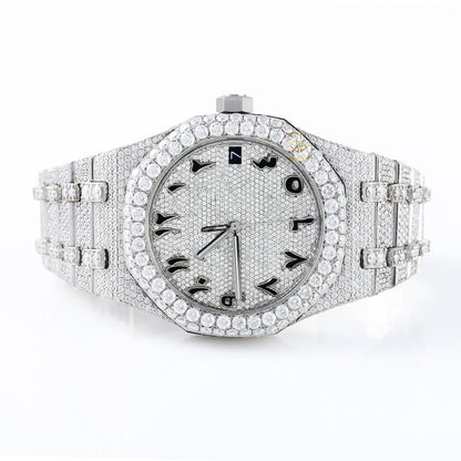 Pass Diamond Tester Arabic Dial Iced Out Moissanite Watch