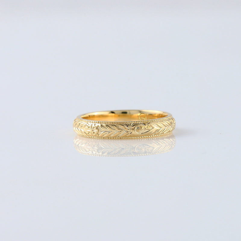 Retro Vintage 14k Solid Gold Plain Gold Filigree Wedding Band