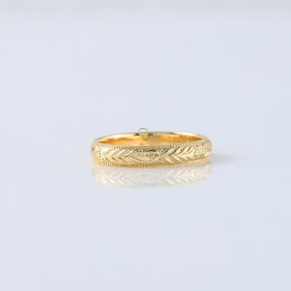 Retro Vintage 14k Solid Gold Plain Gold Filigree Wedding Band 